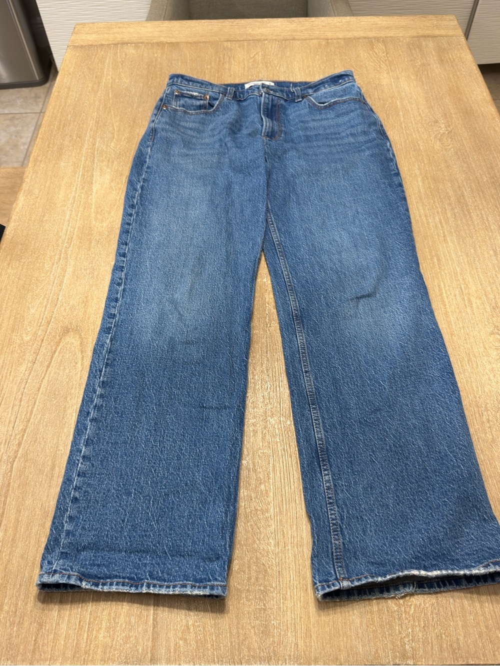 Abercrombie & Fitch The Baggy Low Rise Jeans 28 6R Medium Wash Wide Leg Y2K